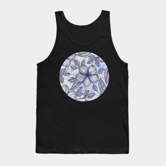 Indigo Summer - a hand drawn floral pattern Tank Top by micklyn